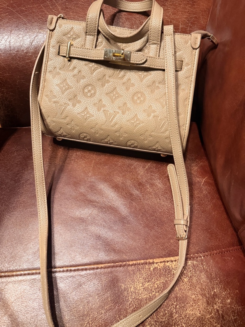 Faux Taupe Monogram Empreinte Mini Satchel